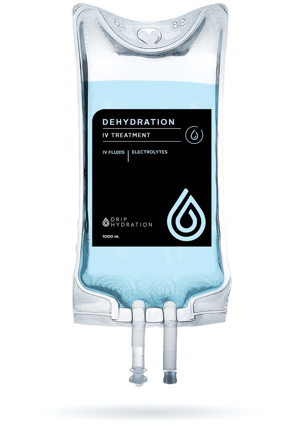 infusion bag named dehydration with link toward the service